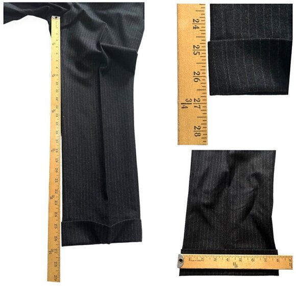 Dries Van Noten Pintriped wool/cashmere straight-leg cropped pants, Size 42 FR - Picture 13 of 14